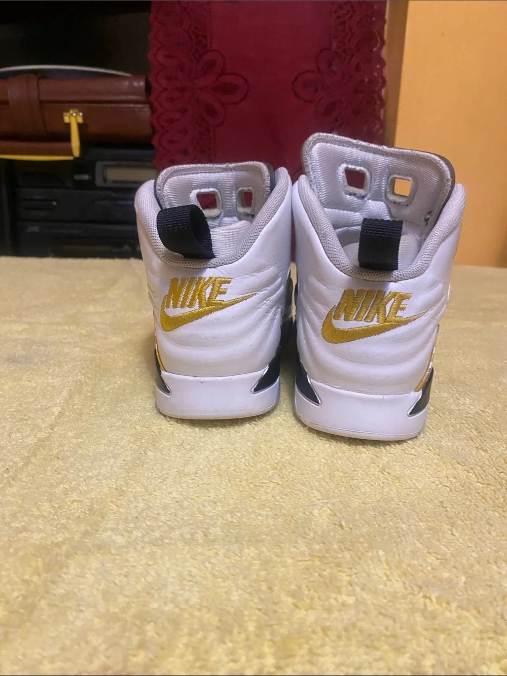 Nike Kids White High-Top Sneakers with Gray Tongue Accents